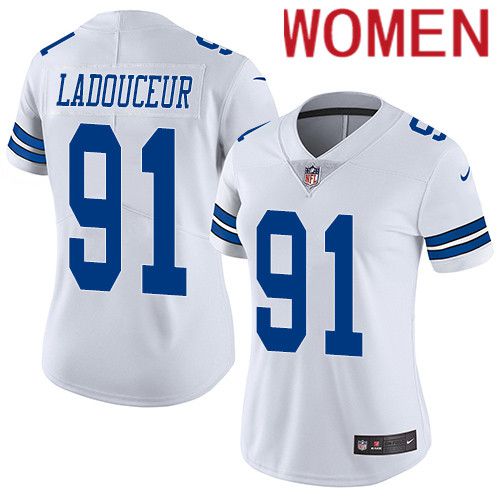 Women Dallas Cowboys 91 L. P. Ladouceur Nike White Vapor Limited NFL Jersey